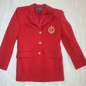 Lauren Ralph Lauren Scarlet Blazer with Gold Buttons